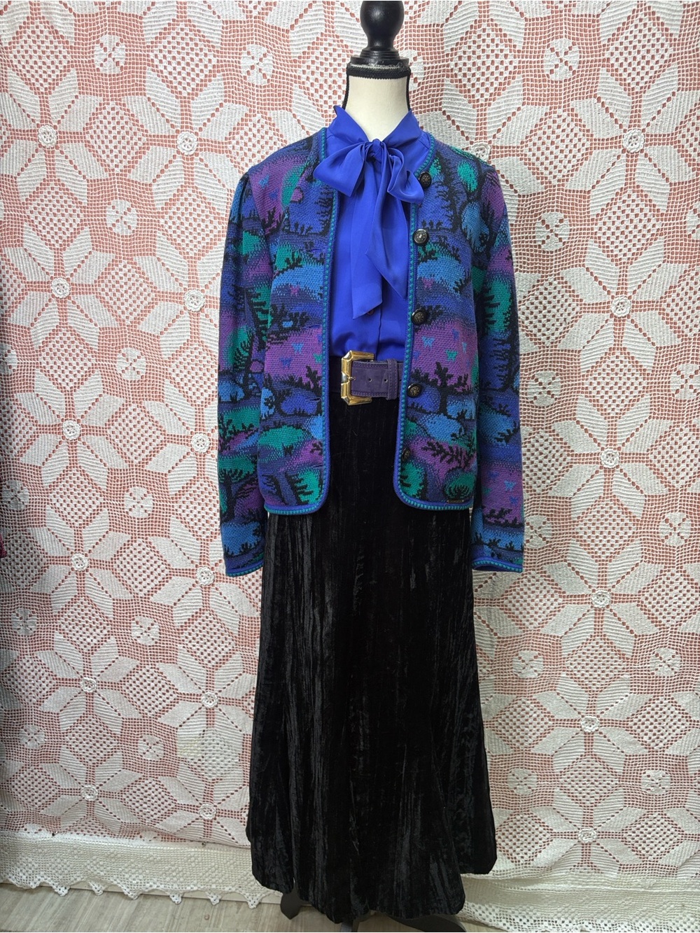 VEX Black Crushed Velvet Maxi Skirt